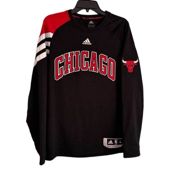 Adidas NBA Chicago Bulls 2011 Long Sleeve Jersey M Black Red - Picture 1 of 7